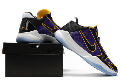 Nike Kobe 5 Protro Lakers edition basketball shoes in purple gold colorway
