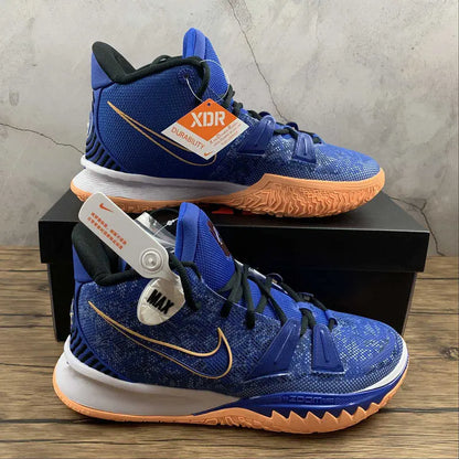 Nike Kyrie 7 x Sisterhood basketball shoes – blue Hyper Royal sneakers with Melon Tint accents and Zoom Air cushioning for performance