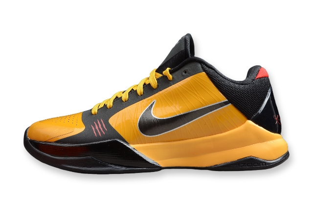 Nike Kobe 5 Protro Bruce Lee basketball shoes in yellow and black colorway
