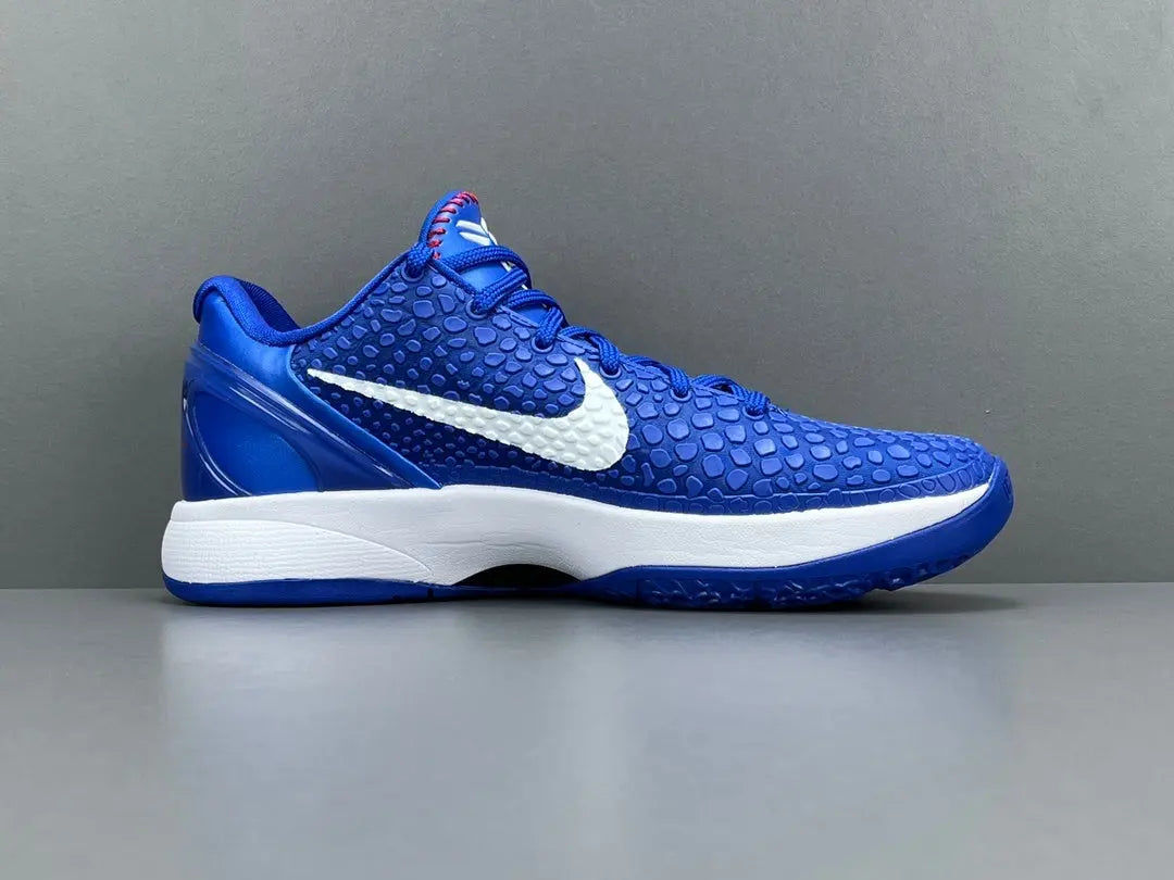 Nike Kobe 6 Protro Dodgers edition basketball shoes in blue and white.
