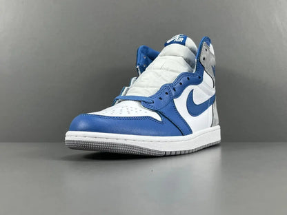 Air Jordan 1 High Retro OG True Blue side view white blue leather sneaker