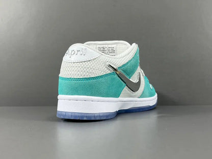 Nike SB Dunk April Skateboards white chrome swoosh low top sneaker