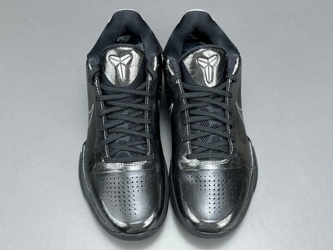 Nike Kobe 5 Blackout low-top basketball shoes in all-black stealth design colorway
