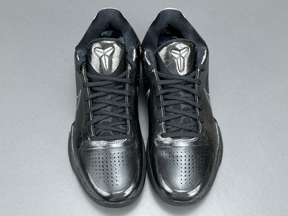 Nike Kobe 5 Blackout low-top basketball shoes in all-black stealth design colorway
